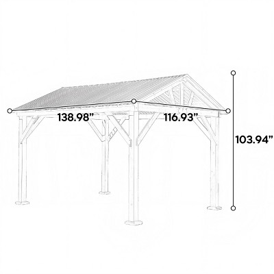 Natural Fir Wood Outdoor Gazebo with Galvanized Steel Roof