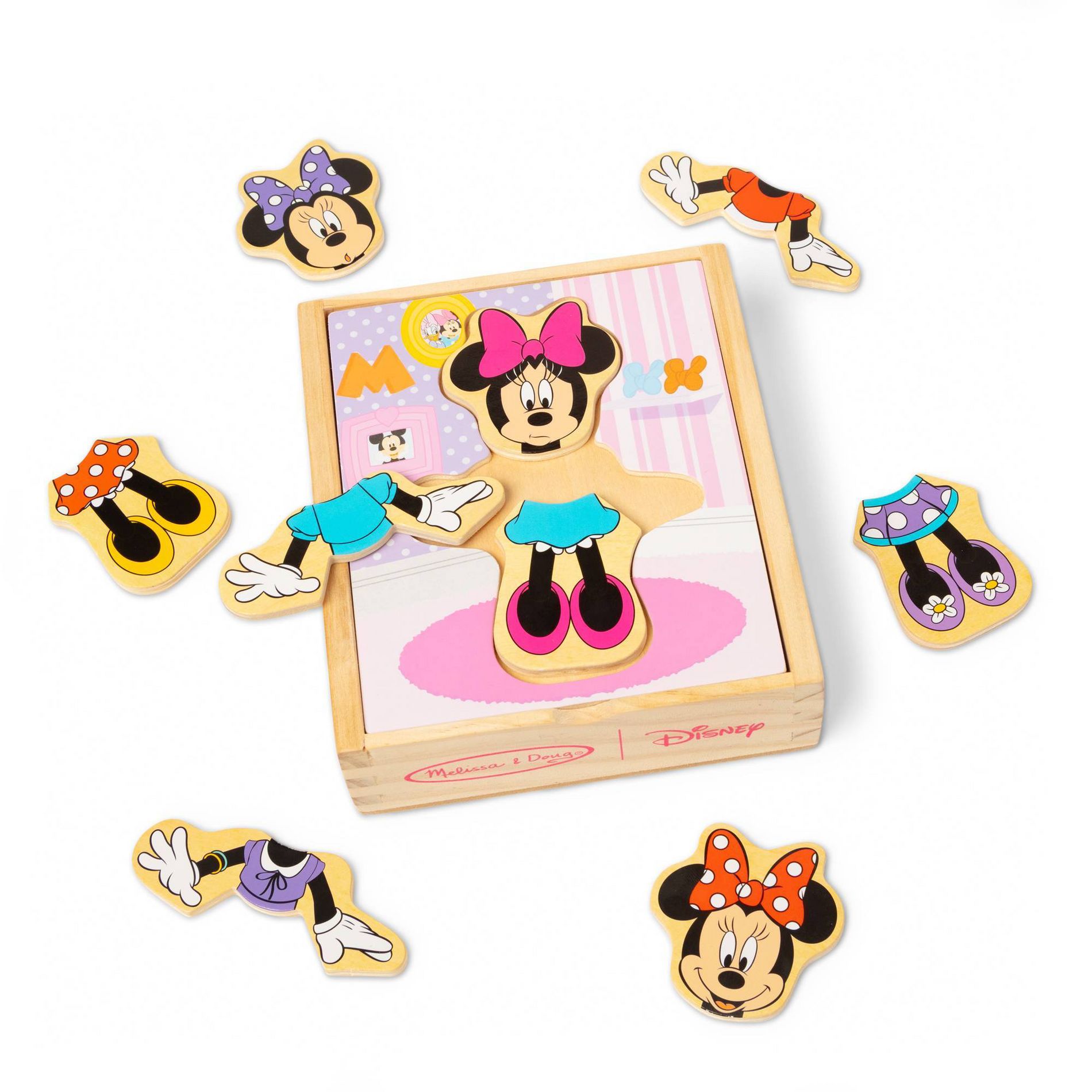 Melissa & Doug Disney Minnie Mouse Mix and Match Dress-Up Wooden Play Set Puzzle - 18pc