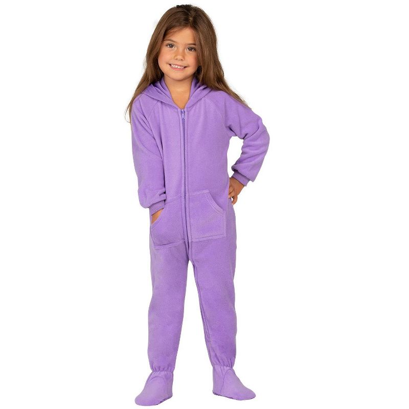 Footed Pajamas - Family Matching - Purple Rain Hoodie Fleece Onesie For Boys, Girls, Men and Women | Unisex, 2 of 6