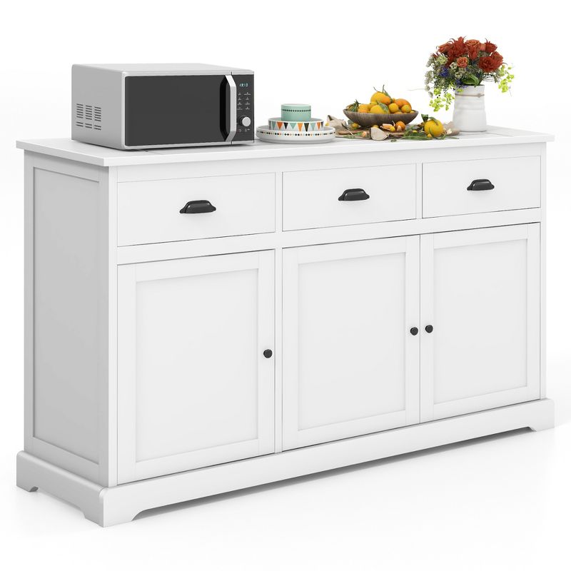 Costway 3 Drawers Sideboard Buffet Cabinet Console Table Kitchen Storage Cupboard White, 1 of 13