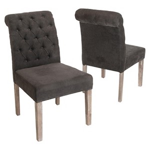 Dinah Roll Top Fabric Dining Chair- Dark Gray(Set of 2) - Christopher Knight Home, Grey Gray