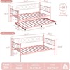 Twin Metal Daybed with Trundle - Space-Saving Steel Frame Sofa Bed for Bedroom/Living Room/Guest Room Easy Assembly,Pink - 2 of 4