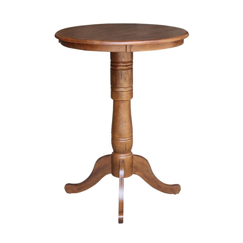 41.1&#34; Reno Round Top Pedestal Bar Height Tables Distressed Oak - International Concepts, 3 of 6