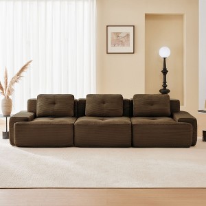 117" Modern Modular Sectional Sofa for Living Room, Corduroy Fabric,Oversized 3-Seater Couch with Deep Seat, No Assembly,Camel - 1 of 4