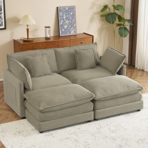 NicBex Couches for Living Room 75.6" Modular Sectional Sofa Modern L-Shape Corduroy Upholstered Sofa Couch with Side Storage Pockets, Brown - 1 of 4