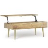 Large Bissell Lift Top Coffee Table Natural - WyndenHall: Mid-Century Modern, Mango Wood, Brass Frame, 160lb Capacity - 2 of 4