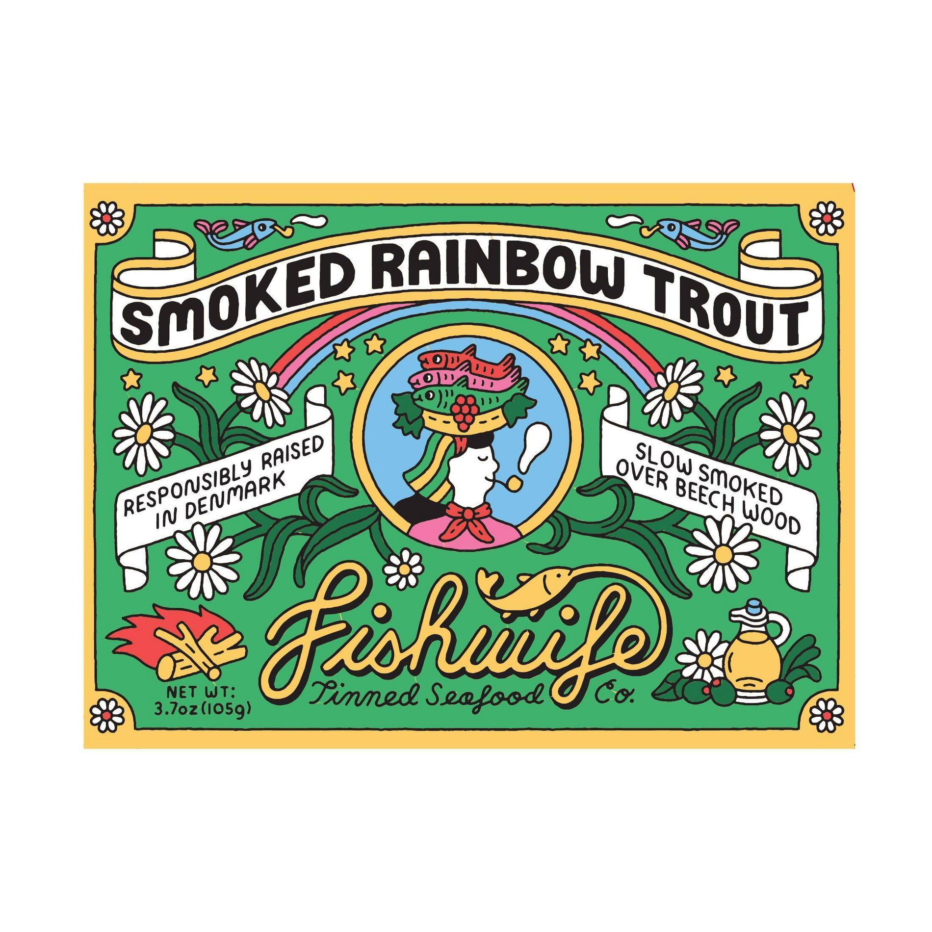 Fishwife Tinned Seafood Co Smoked Rainbow Trout - 3.7oz: ASC Certified, Gluten-Free, High Protein