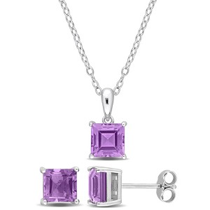 EVERLY JEWELRY | Sterling Silver Created Gemstone and Multiple Gemstones 2-Piece Set of Pendant with Chain and Earrings. - 1 of 3