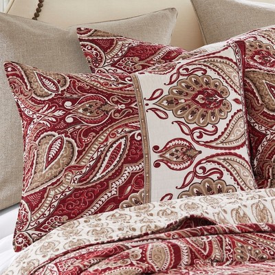Astrid Red and Taupe Cotton Quilted Standard Sham