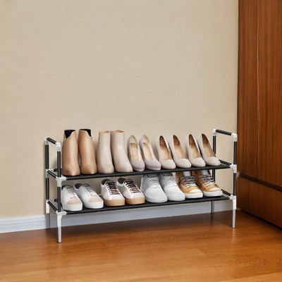 Slim 2-Tier Shoe Rack - Space-Saving Shoe Storage Solution for 8-10 Pairs