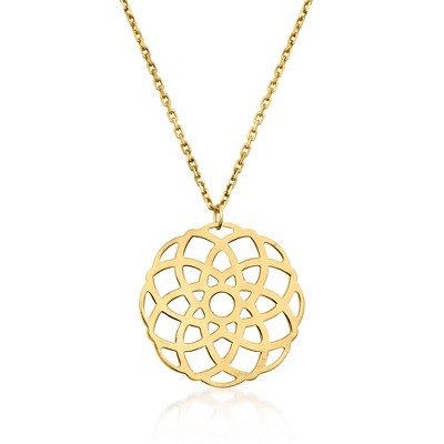 Pure Collection by Ross-Simons Italian 14kt Yellow Gold Geometric Flower Openwork Medallion Necklace