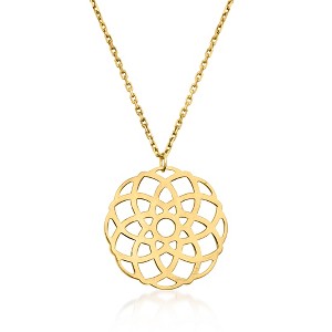 Pure Collection by Ross-Simons Italian 14kt Yellow Gold Geometric Flower Openwork Medallion Necklace - 1 of 4
