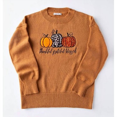 Women's Grateful Thankful Blessed Embellished Sweater - Love in Faith