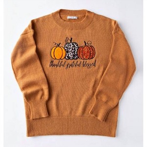 Women's Grateful Thankful Blessed Embellished Sweater - Love in Faith - 1 of 3