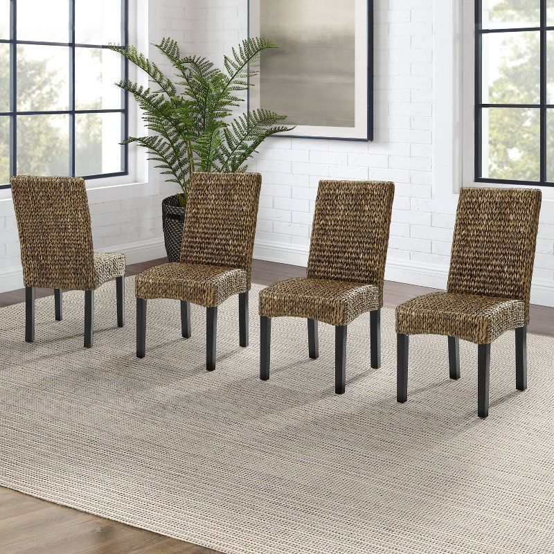 Set of 4 Edgewater Dining Chairs Seagrass/Dark Brown - Crosley, 3 of 12