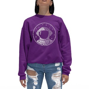 LA Pop Art Women's Word Art Crewneck Sweatshirt - I Need My Space Astronaut - 1 of 4