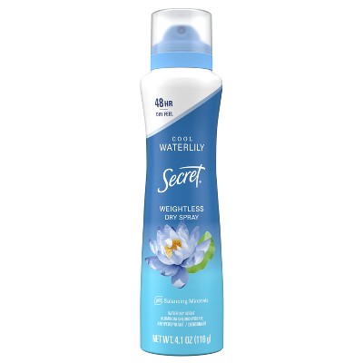 Secret Dry Spray Antiperspirant Deodorant - Waterlily and Argan Oil - 4.1oz