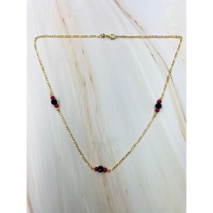 RMZ GOLD NYC 18K Gold Cute Azabache Figaro Chain Necklace - 1 of 2