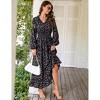 Women's Bohemian Floral Print Maxi Dress - V-Neck Long Sleeve Wedding Guest Gown, Flowy Beach Dress - 3 of 4