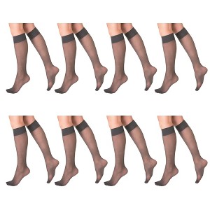 8 Pairs Sheer Knee High Socks for Women 15 Denier with Stay-Up Band One Size - 1 of 1