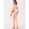cheibear Women's Satin Half Sleeve Lace Trim Top with Long Pants 2 Piece Sleepwear Sets - 3 of 4