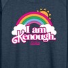 Women's - Barbie - I Am Kenough Rainbow Clouds Lightweight French Terry Wide Neck Long Sleeve Shirt - 2 of 4