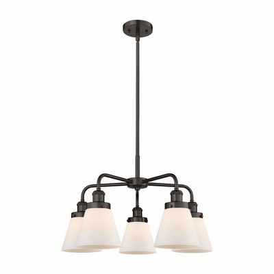 Cone - 5 Light Stem Hung Chandelier In Art Deco Style-14.75 Inches Tall and 24.25 Inches Wide