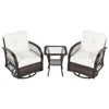 VisioGear 3-Piece Patio Chat Set, Seating Group with Two Swiveling and Rocking Chairs and a Square Table, Brown, 20.3"*20.3"*23.2" - 2 of 4