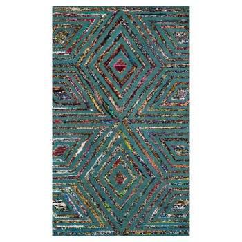 Blue Abstract Hooked Area Rug - (4'x6') - Safavieh