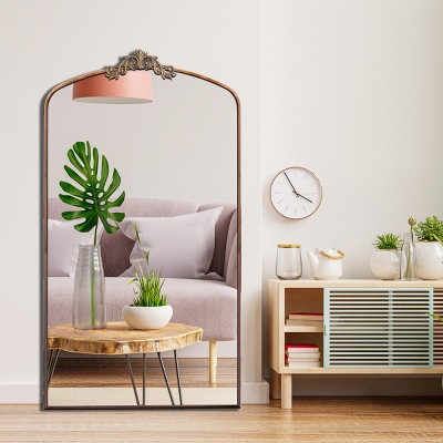 66" X 36"Vintage Arch Full Length Mirror Decorative Full Size Mirror Metal Floor Mirror,Gold Baroque Mirror-The Pop Home