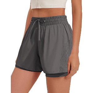 Pinspark womens High Waisted Quick Dry Gym Shorts with Pocket - 1 of 4