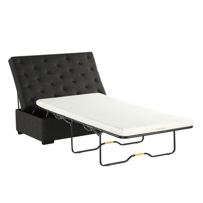 Whisen 49.6" Convertible Ottoman Sleeper Sofa Bed with Memory Mattress - Space-Saving Tufted Design for Small Living Rooms