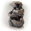 11" Resin Tiered Rock Tabletop Fountain with LED Lights Bronze - Alpine Corporation - image 3 of 4
