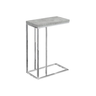 Monarch Specialties Accent Table C-Shaped End Side Snack Living Room Bedroom Metal Laminate Grey Chrome Contemporary Modern