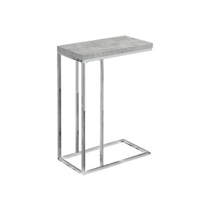 Monarch Specialties Accent Table C-Shaped End Side Snack Living Room Bedroom Metal Laminate Grey Chrome Contemporary Modern - 1 of 4