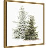 16" x 16" Vintage Wooded Holiday Trees in Snow by Katie Pertiet Framed Canvas Wall Art - Amanti Art: Seasonal Decor, Lithograph Print - 2 of 4