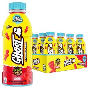 Ghost Hydration Drink, Sour Patch Kids Redberry - 16.9 Fl Oz (Pack of 12) - 1 of 4