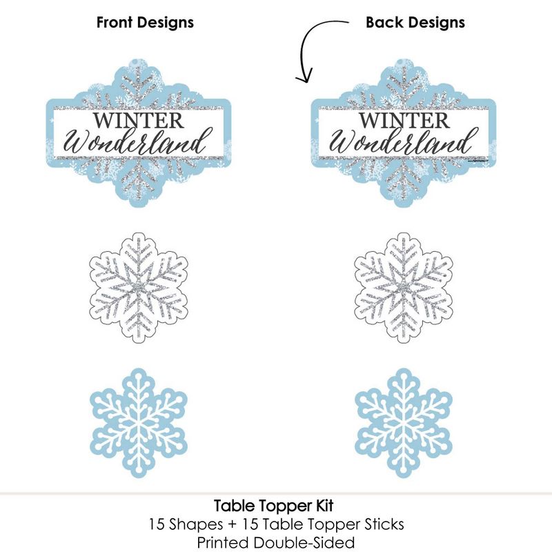 Big Dot of Happiness Winter Wonderland - Snowflake Holiday Party and Winter Wedding Party Centerpiece Sticks - Table Toppers - Set of 15, 5 of 8