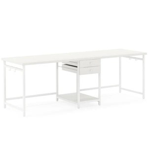 Resenkos Computer Desk, Office Desk, Study Desk,Industrial Two Person Desk, 78" Double Computer Desk with Drawers,White - 1 of 2