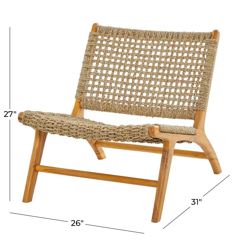 Modern Teak Wood and Woven Seagrass Accent Chair Brown - Olivia &#38; May, 6 of 8