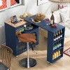 Expandable Rolling Kitchen Island Cart with Power Outlets, LED Lights & Fluted Glass Doors, 56.3" Kitchen Table-3irtyhousy - 3 of 4