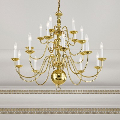 Williamsburgh 20-Light Polished Brass Colonial Chandelier