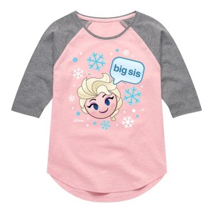 Girls' - Disney - Sis Big Elsa Shirt Tail Raglan Graphic T-shirt - 1 of 3