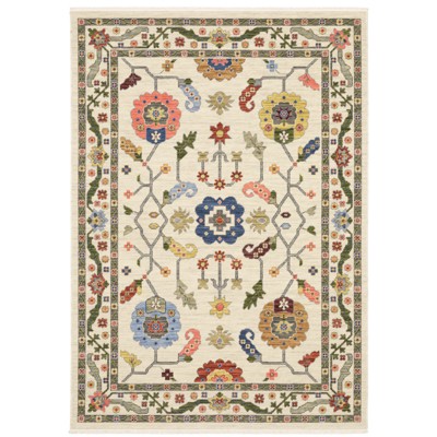 Oriental Weavers Lucca 5506W Ivory/ Multi Indoor Area Rug - 5'3" x 7'6"