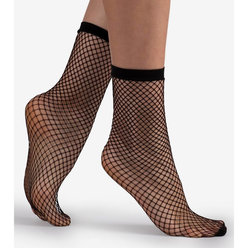 LECHERY Women's Fishnet Socks (2 Pairs) - Black, One Size Fits Most, 2 of 5