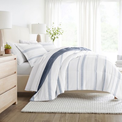 Stitched Stripe All Season Reverisble Comforter Down Alternative Filling, Machine Washable - Becky Cameron