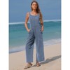 EXLURA Overalls Women Loose Fit Denim Bib Baggy Overall Jumpsuit Straight Wide Leg Adjustable Jean Pants Fashion - 2 of 4
