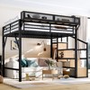 Twin XL Loft Bed with Storage Stairs Shelves and Built-in Wardrobe Metal Loft Bed Frame with LED Lights Noise-reduced Design - 2 of 4