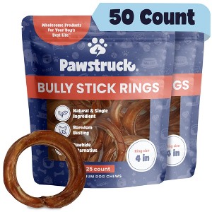 Pawstruck All-Natural Bully Stick Rings for Dogs - Single Ingredient Rawhide Free Dental Chew Treats Made with 100% Real Beef - 1 of 4