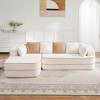 Aukfa 106" Fluffy Teddy Fabric Oversized Modular Sectional 3-Seats Sofa with L-Shaped Chaise for Living Room,Camel - 2 of 4